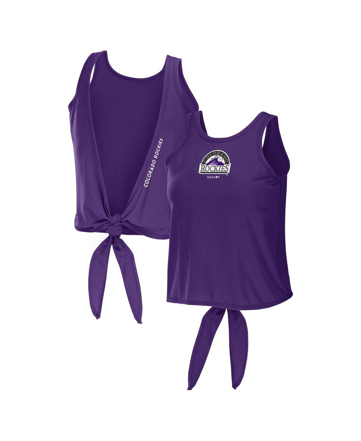 Shop Wear By Erin Andrews Women's  Purple Colorado Rockies Open Back Twist Tie Tank Top