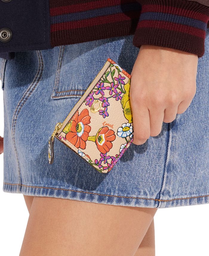 COACH Floral Printed Leather Mini ID Skinny Wallet Macy's