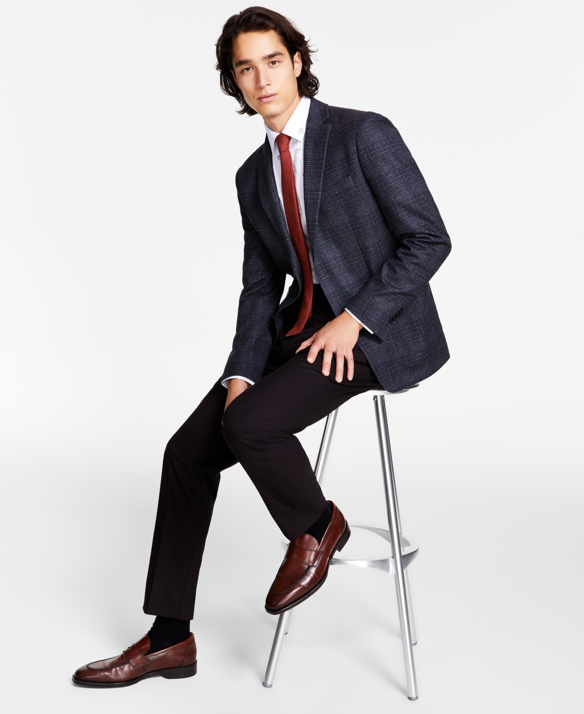 Bar Iii Men s Slim Fit Knit Plaid Sport Coat Created for Macy s