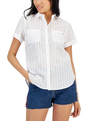 Tommy Hilfiger - Women's Cotton Woven Stripe Camp Shirt