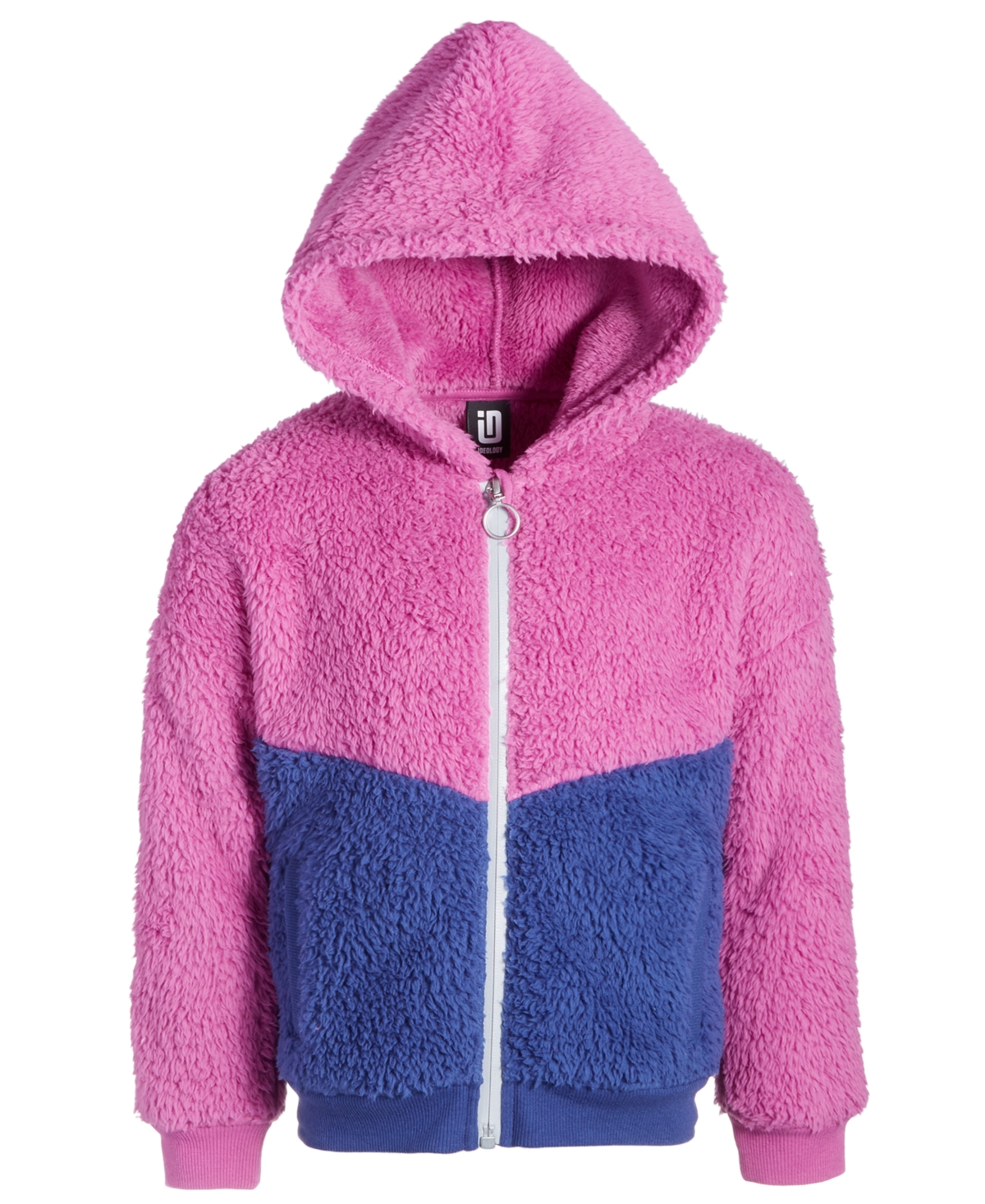 Id Ideology Toddler & Little Girls Colorblocked Faux-sherpa Hooded Jacket, Created For Macy's In Berry Frost