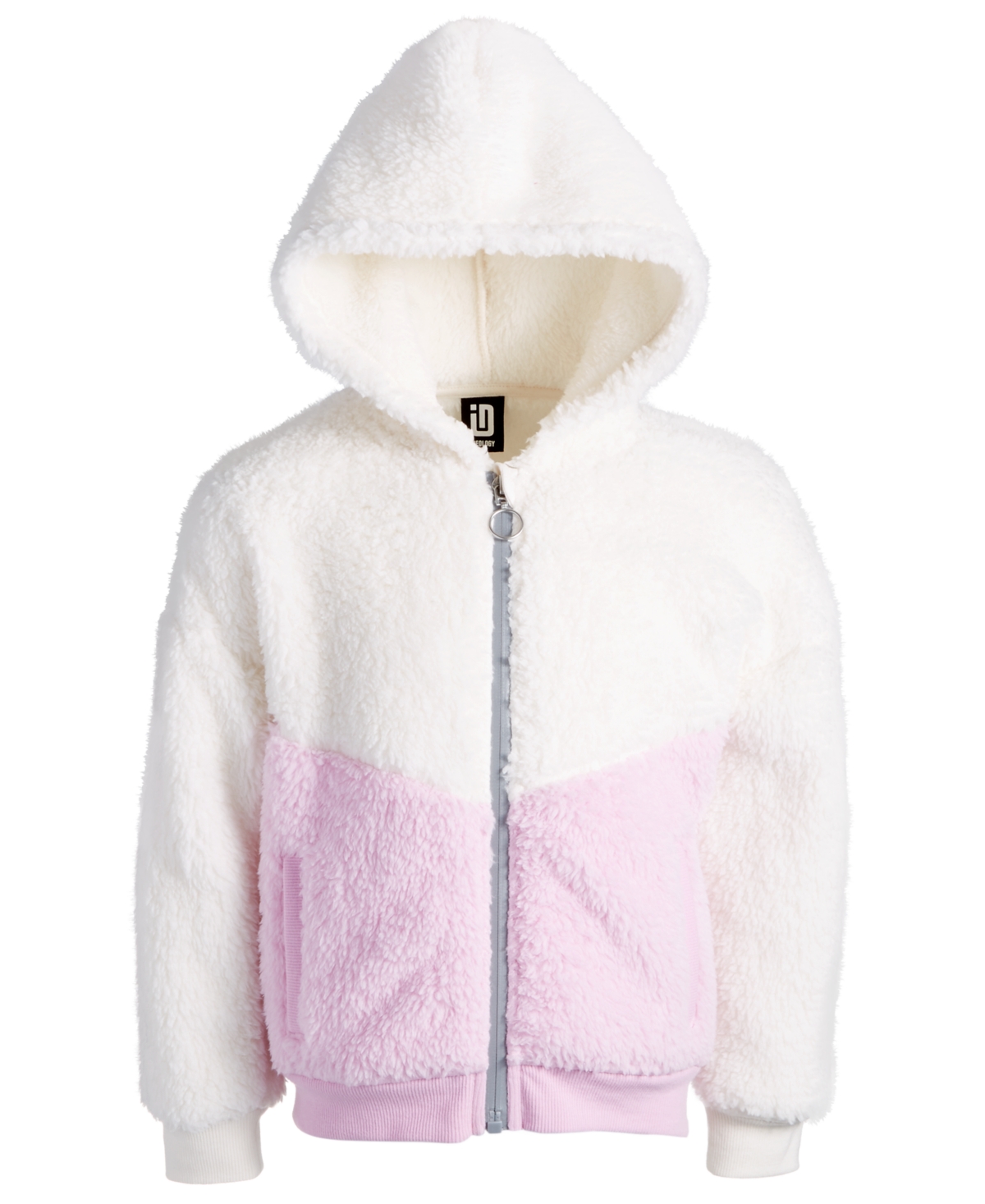 Id Ideology Toddler & Little Girls Colorblocked Faux-sherpa Hooded Jacket, Created For Macy's In Ivory Cloud