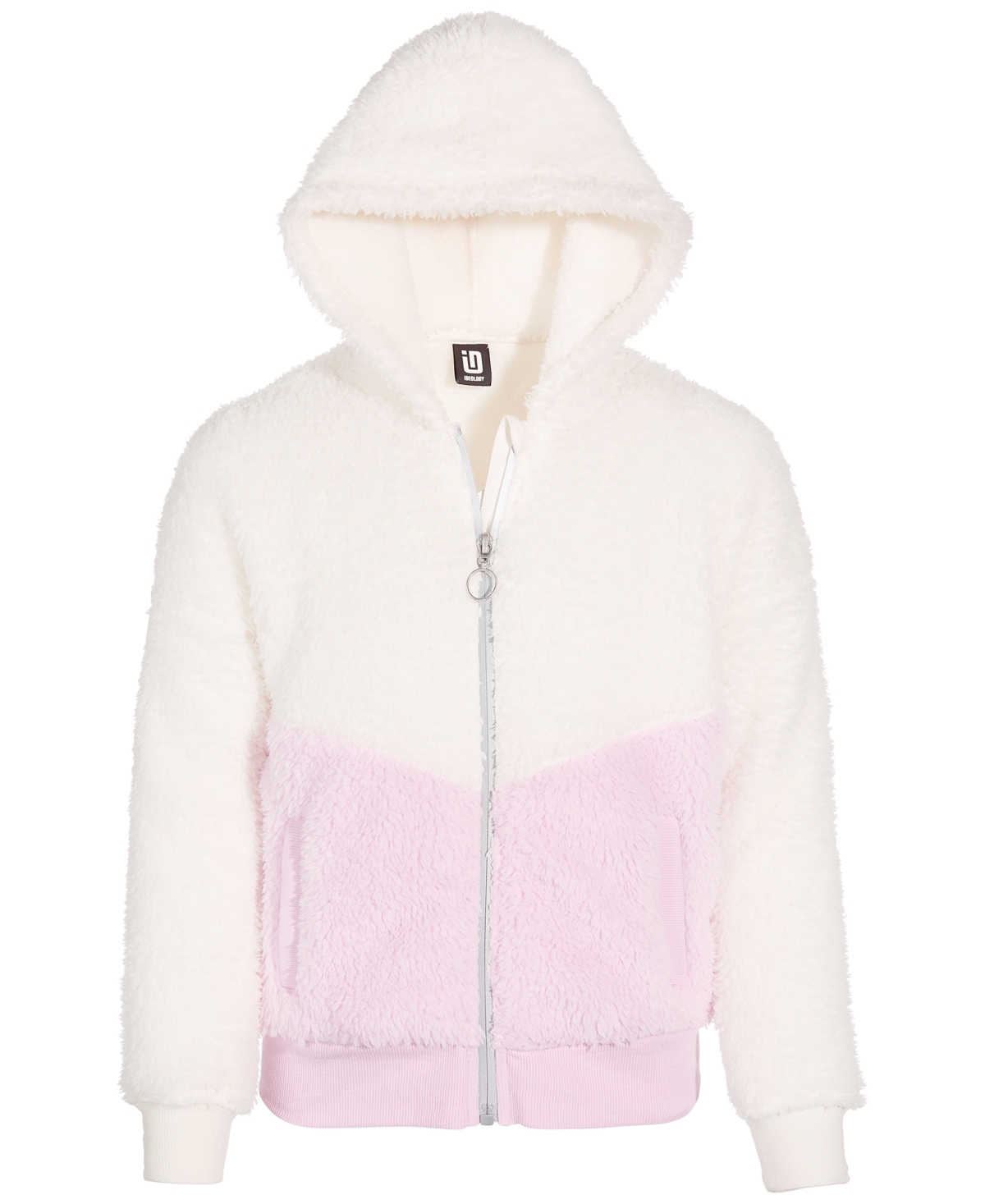 Shop Id Ideology Big Girls Colorblocked Faux-sherpa Zip Jacket, Created For Macy's In Ivory Cloud