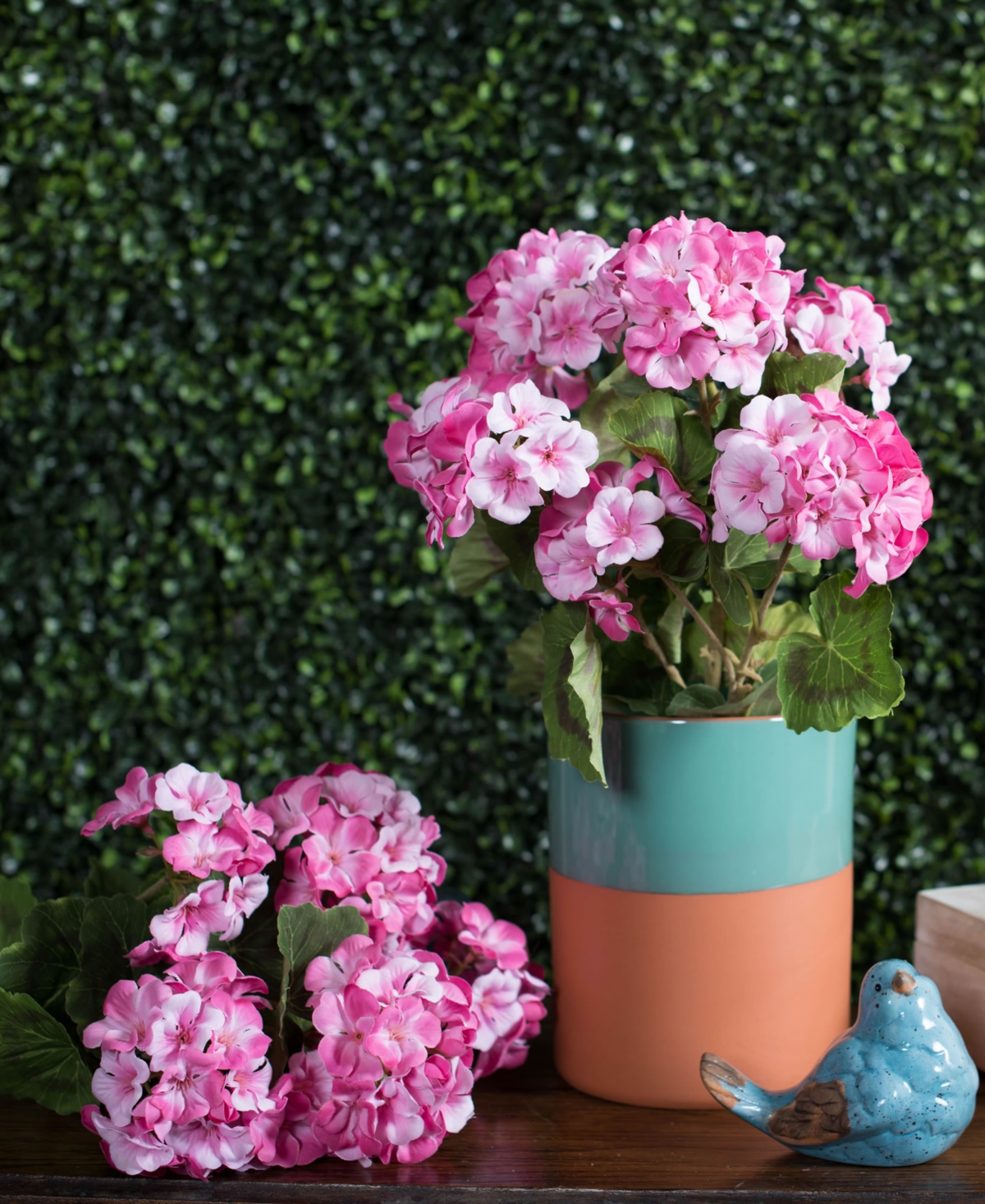 Vickerman 19.5" Artificial Light Pink Geranium Bush In Light Pink