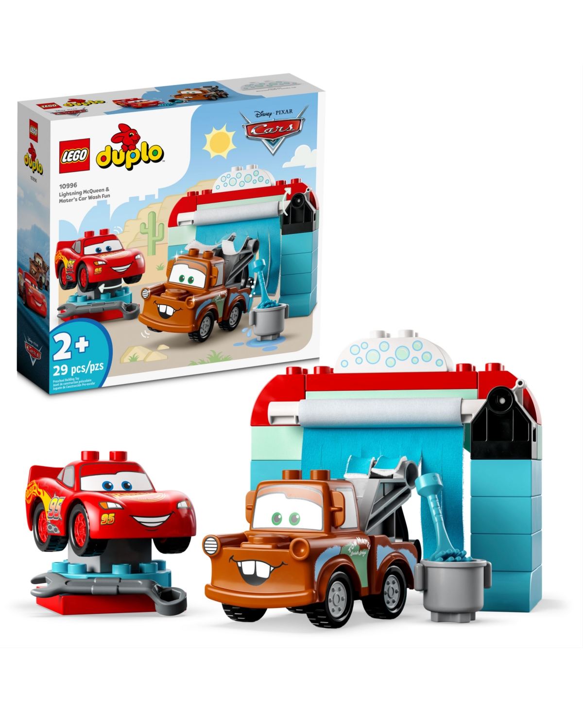 Lego Kids' Duplo Disney & Pixar's Cars 10996 Lightning Mcqueen & Mater's Car Wash Fun Toy Building Set In No Color