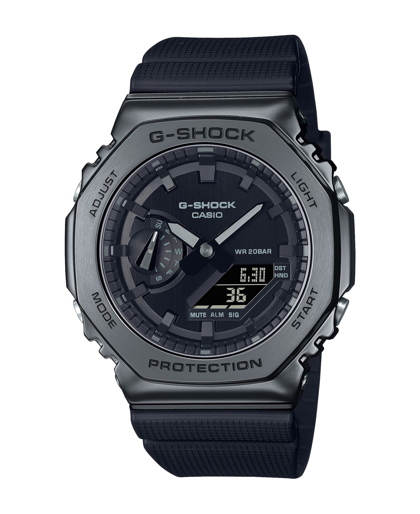 Мужские часы G-Shock Analog-Digital Black Resin Watch, 44.4mm, GM2100BB-1A — фото 1