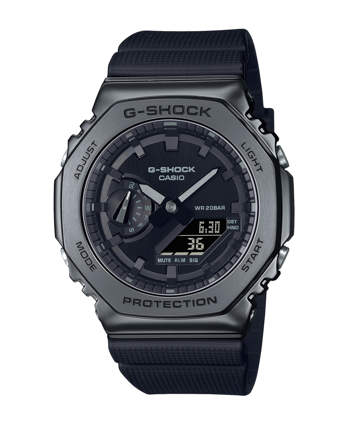 G-shock Men's Analog-digital Black Resin Watch, 44.4mm, Gm2100bb-1a In Gunmetal