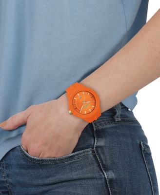 Men's 3 Hand Date Quartz Tokyo Orange Silicone Watch, 43mm