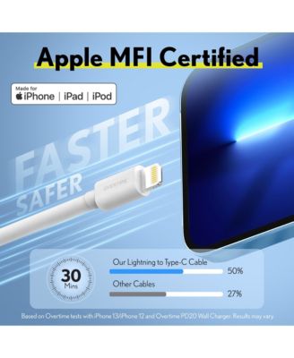 Apple MFi Certified iPhone 13/12/11 10ft Charging Cable | USB Type C to Lightning Cable for iPhone - White