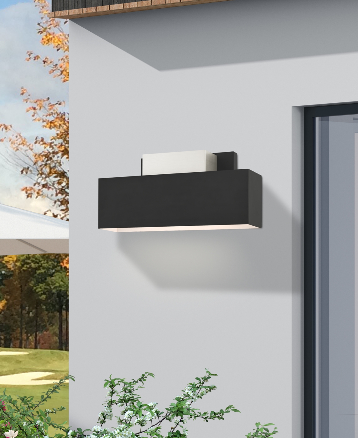 Livex Lynx 2 Light Outdoor Ada Wall Sconce - Black with Brushed