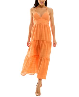 Speechless - Juniors' Halter Cross-Strap Open-Back Maxi Dress
