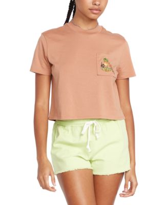 Volcom - Juniors' Pocket Dial Cotton Cropped T-Shirt