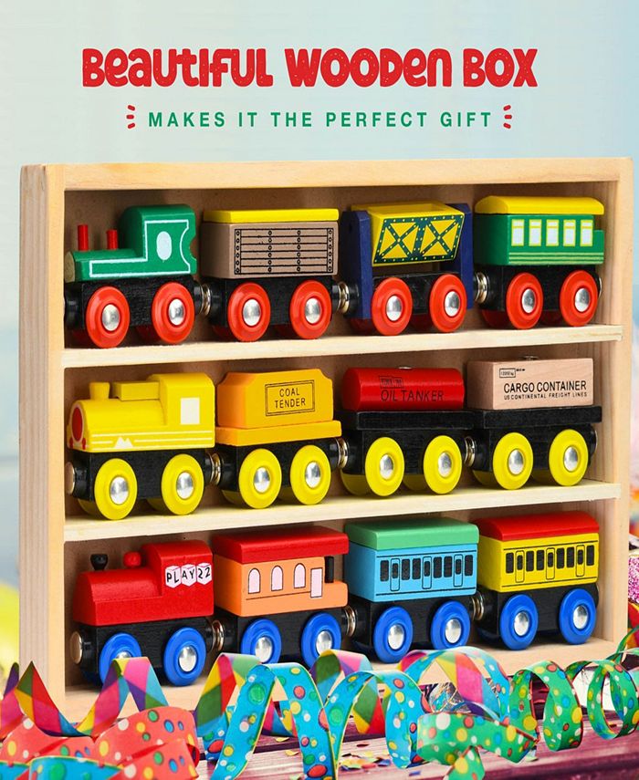 Play22 Wooden Train Set 12 Pieces Train Toys Set Macy's