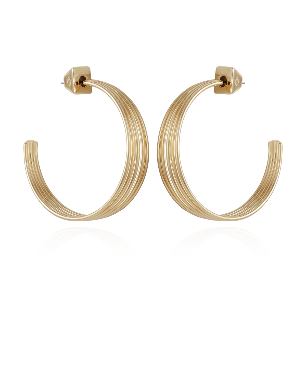 Vince Camuto Gold-tone Open Stacked Hoop Earrings