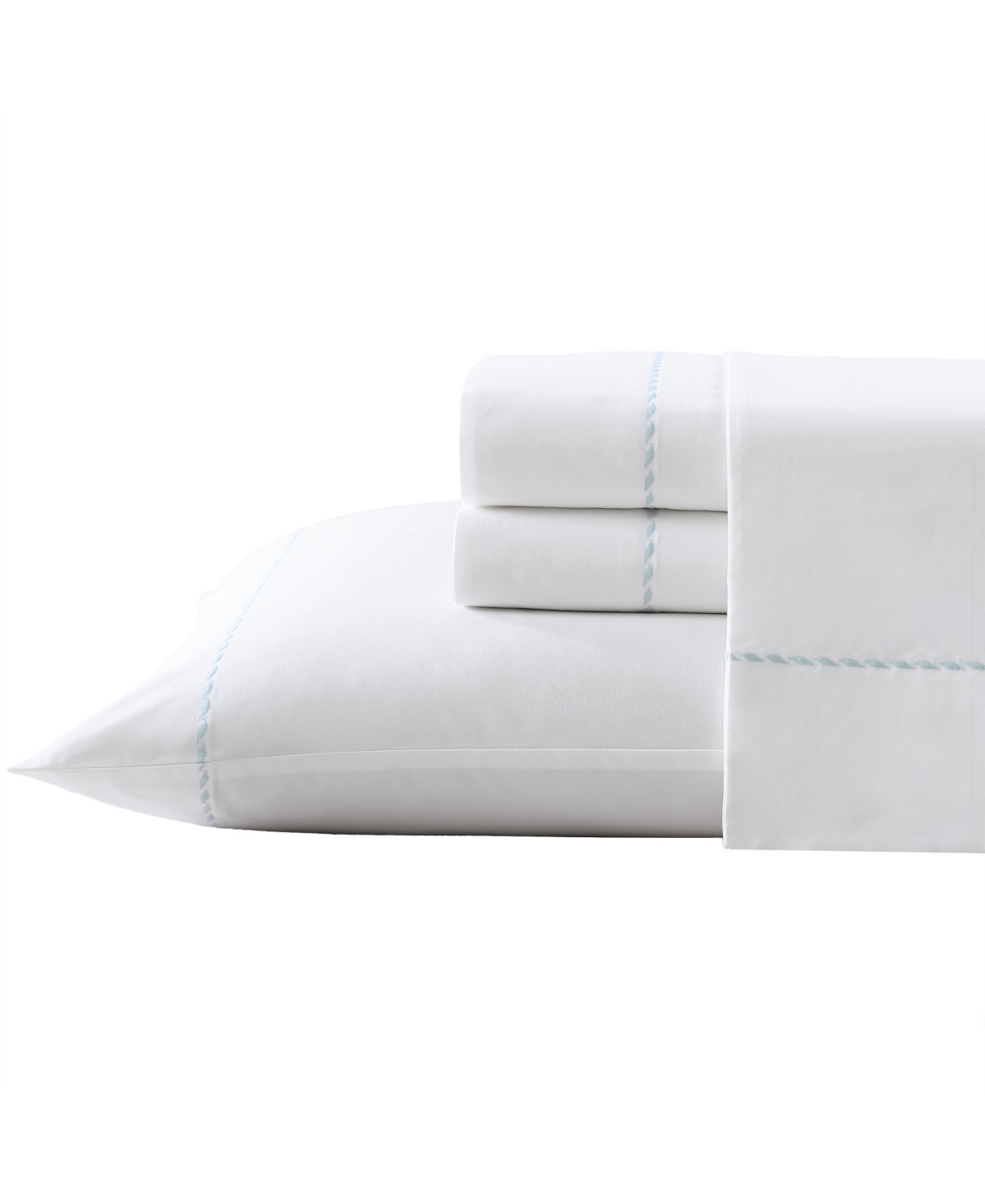 Closeout! Tommy Bahama Home Solid Cotton Percale 4 Piece Sheet Set, - Aqua
