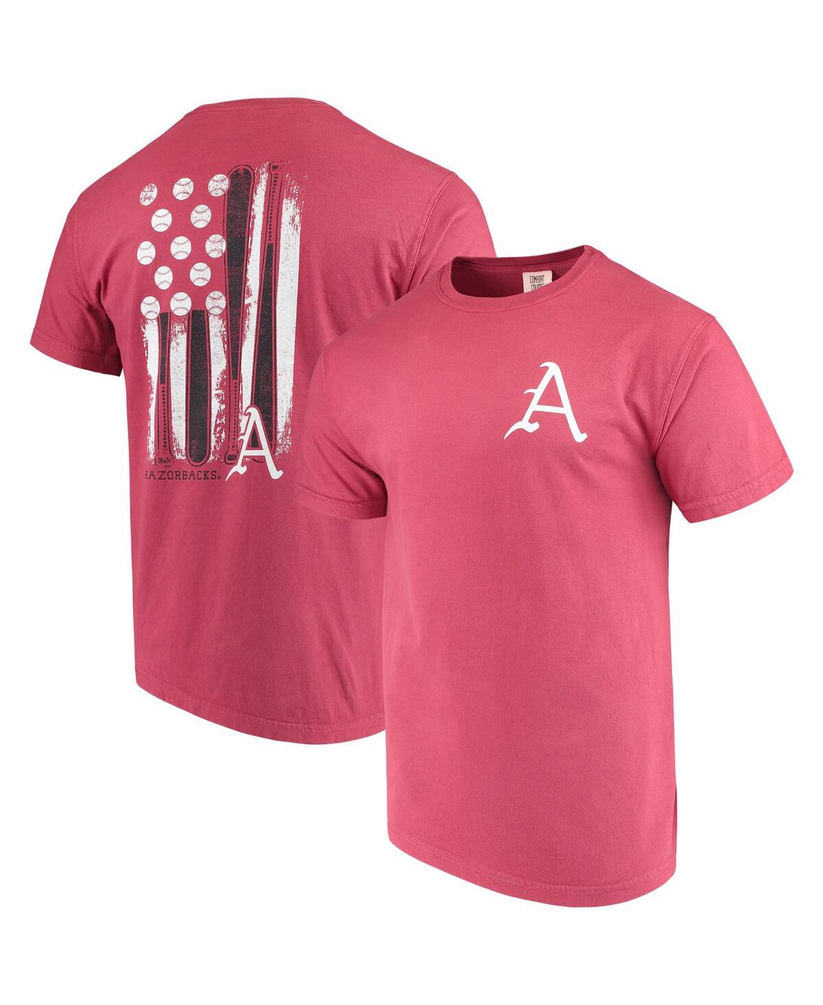 Men's Cardinal Arkansas Razorbacks Baseball Flag Comfort Colors T-shirt - Cardinal