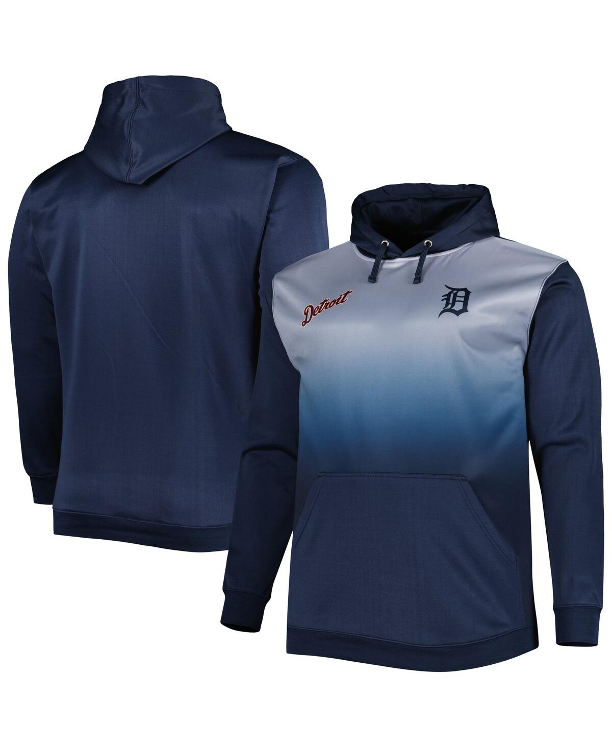 Profile Men's Big And Tall Navy Detroit Tigers Fade Sublimated Fleece Pullover Hoodie