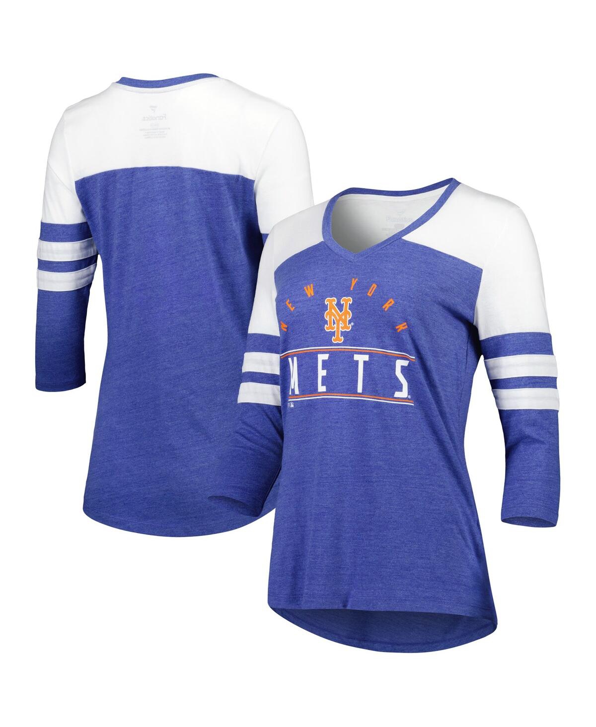 Fanatics Women's  Heather Royal New York Mets League Leader Tri-blend 3/4-sleeve V-neck T-shirt In Heather Royal