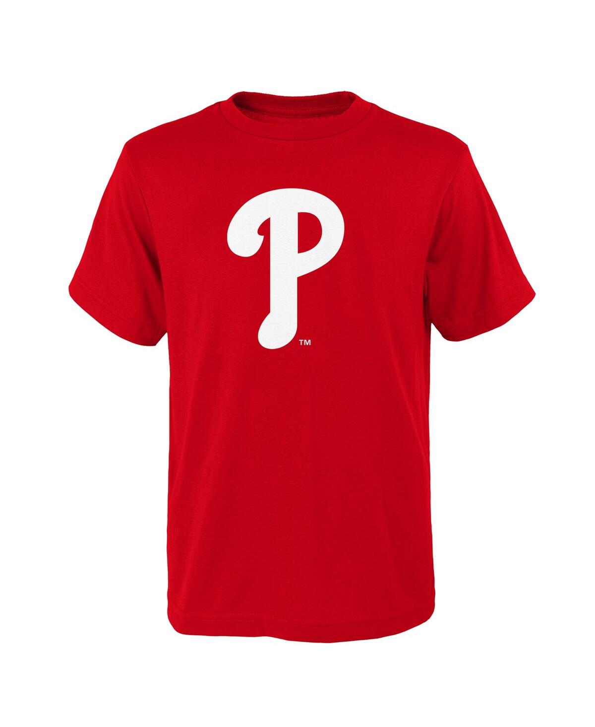 Outerstuff Kids' Big Boys And Girls Red Philadelphia Phillies Logo Primary Team T-shirt