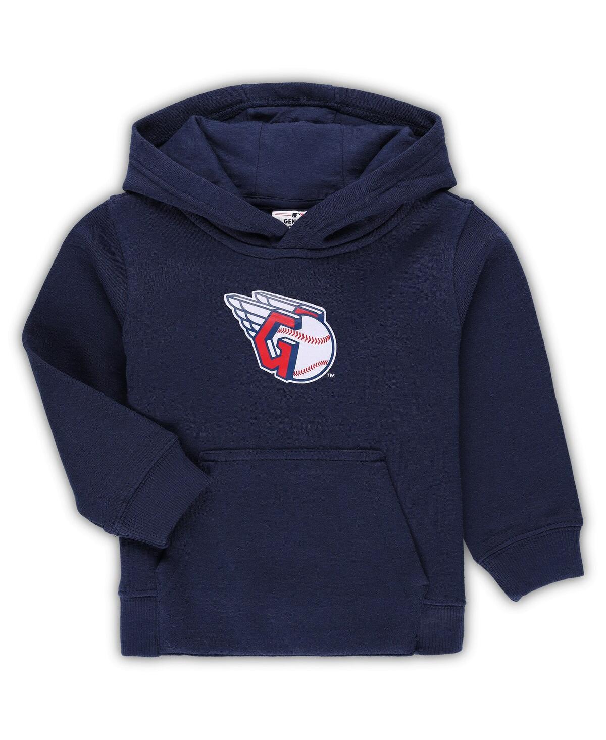 Outerstuff Babies' Toddler Boys And Girls Navy Cleveland Guardians Team Primary Logo Fleece Pullover Hoodie