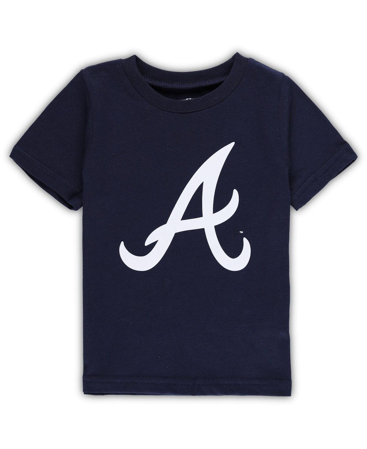 Outerstuff Infant Boys And Girls Navy Atlanta Braves Team Crew Primary Logo T-shirt In Navy
