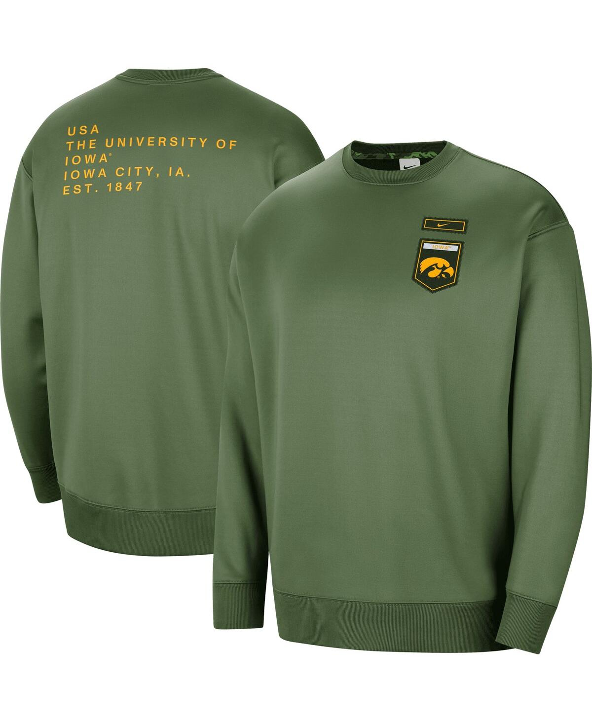 Shop Nike Women's  Olive Iowa Hawkeyes Military-inspired Collection All-time Performance Crew Pullover Swe