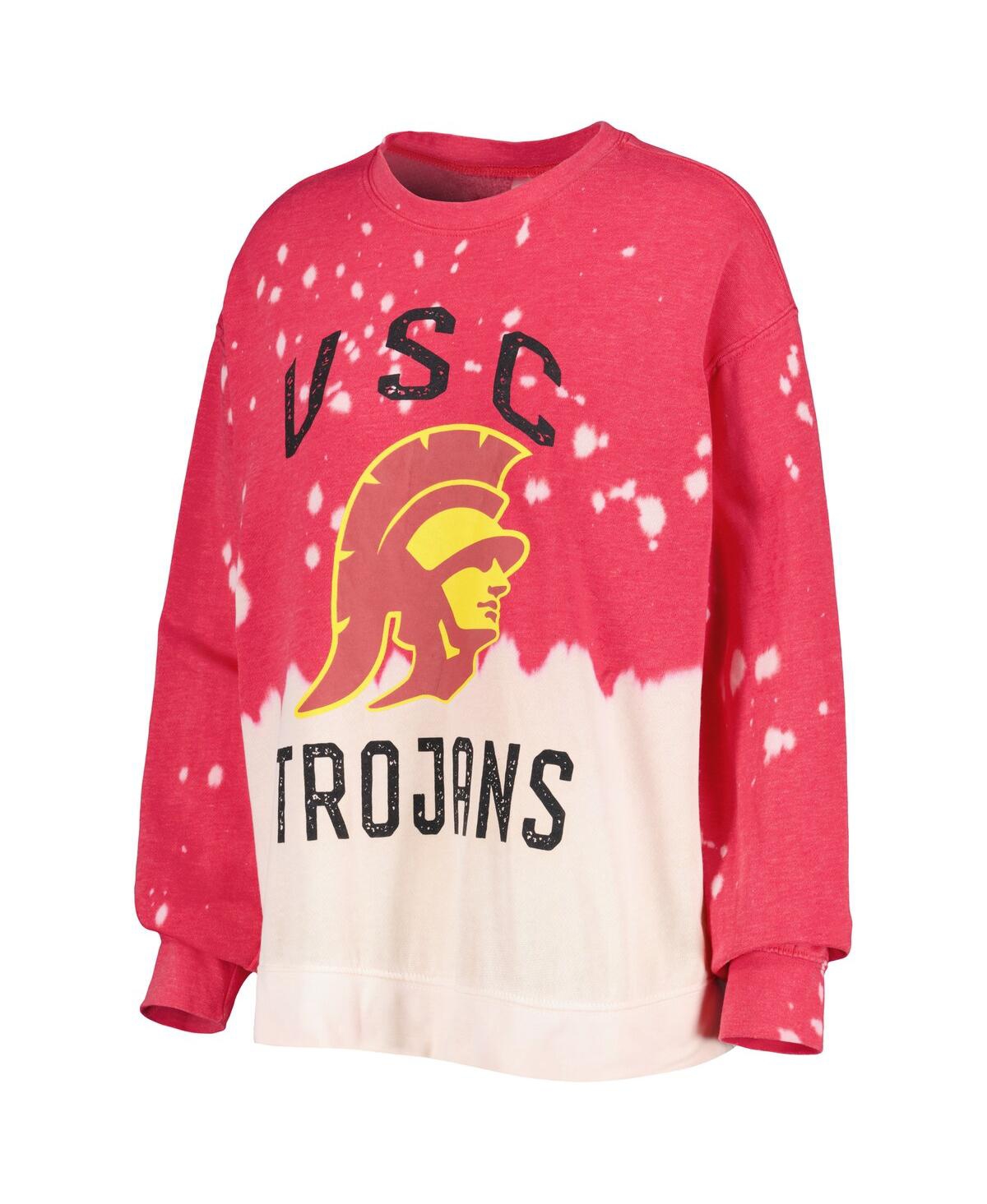 Shop Gameday Couture Women's  Cardinal Usc Trojans Twice As Nice Faded Dip-dye Pullover Sweatshirt