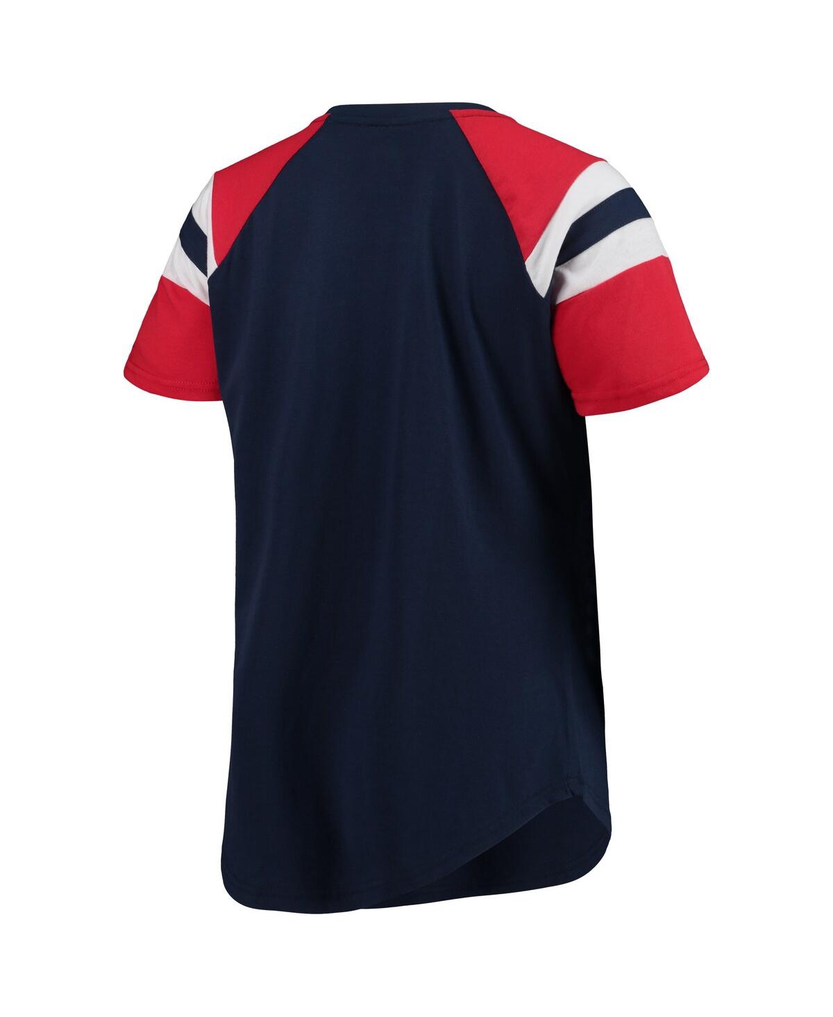 Shop Starter Women's  Navy, Red Atlanta Braves Game On Notch Neck Raglan T-shirt In Navy,red