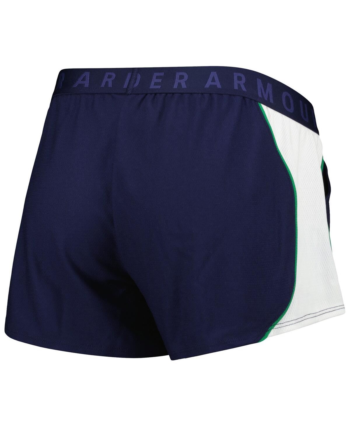 Shop Under Armour Women's  Navy And Green Notre Dame Fighting Irish Game Day Tech Mesh Performance Shorts In Navy,green