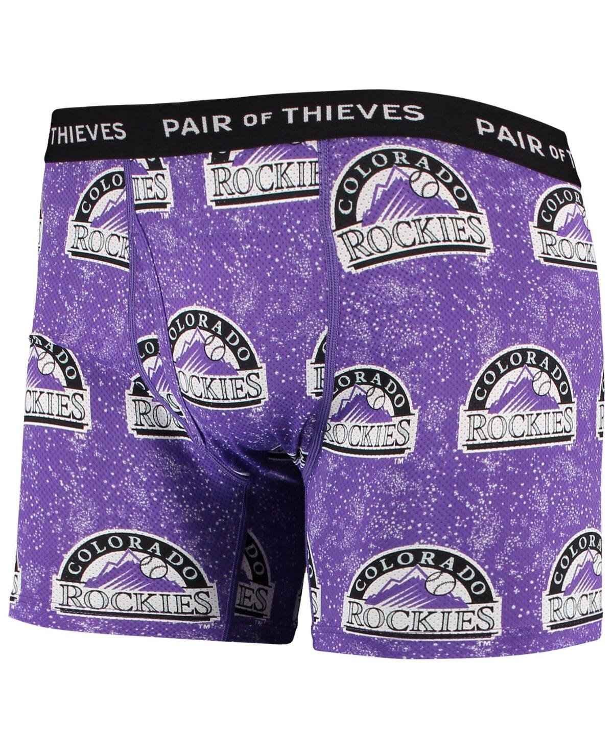 Shop Pair Of Thieves Men's  Black And Purple Colorado Rockies Super Fit 2-pack Boxer Briefs Set In Black,purple