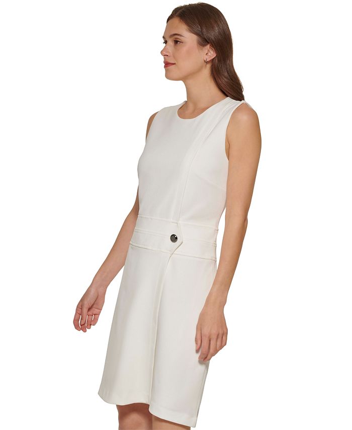 Dkny Womens Sleeveless Faux Wrap Dress Blue Size 12