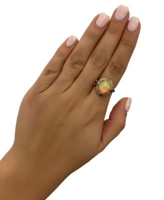 Opal (2-1/5 ct. t.w.) & Diamond (1/2 ct. t.w.) Ring in 14k Rose Gold