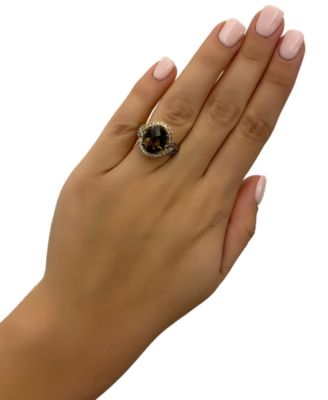 Chocolate Quartz (4-1/5 ct. t.w.) & Diamond (1-7/8 ct. t.w.) Swirl Ring in 14k Gold
