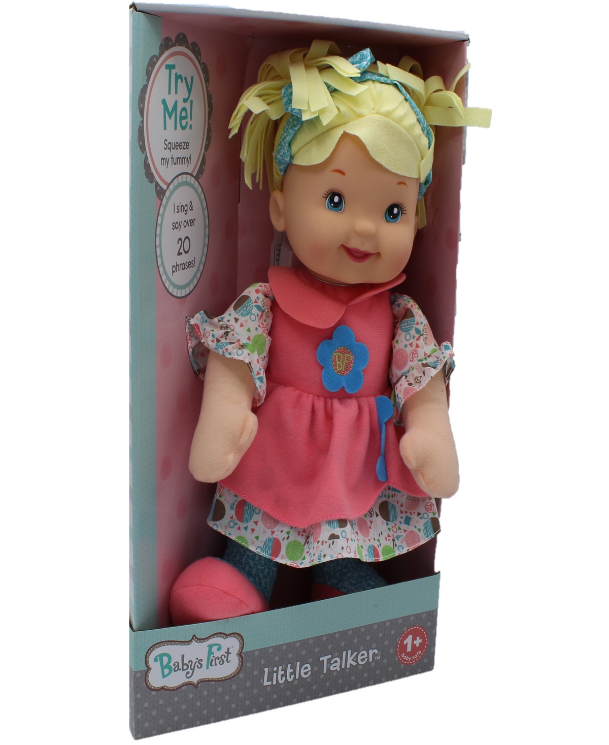 Shop Baby's First By Nemcor Goldberger Doll 15" Little Talker Doll Blonde With Coral Dress In Multi