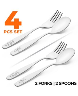 4 Pieces Toddler Utensils - Kids Stainless Silverware Set
