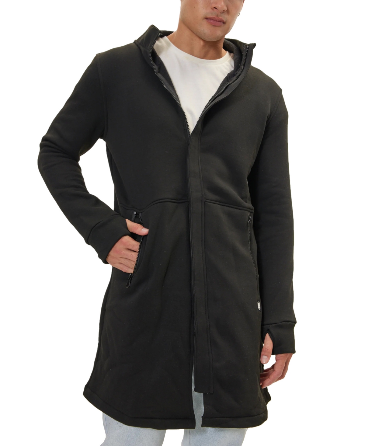 Men's Modern Hooded Longline Jacket - Black