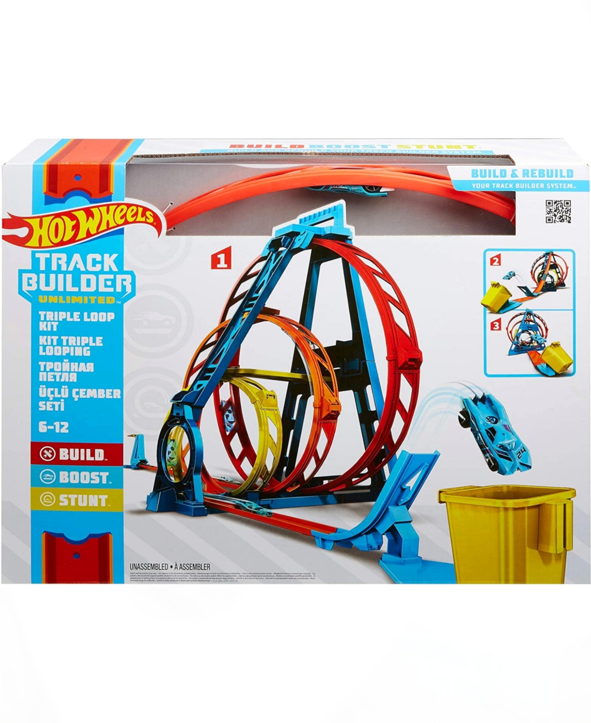 Hot Wheels Extended Triple Loop "Shot Through The Ring Of Fire" Race Track Set