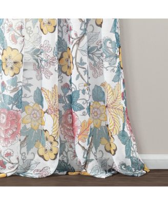 Lush Decor Sydney Sheer Window Curtain Panels Pair 52"W x 84"L  - Floral Bedroom Curtains - Sheer Curtains for Living Room - Drapes