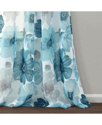 Lush Decor Leah Floral Sheer Window Curtain Panels Pair 52"W x 84"L Red & Orange - Floral Curtains for Bedroom - Sheer Curtains for Living Room