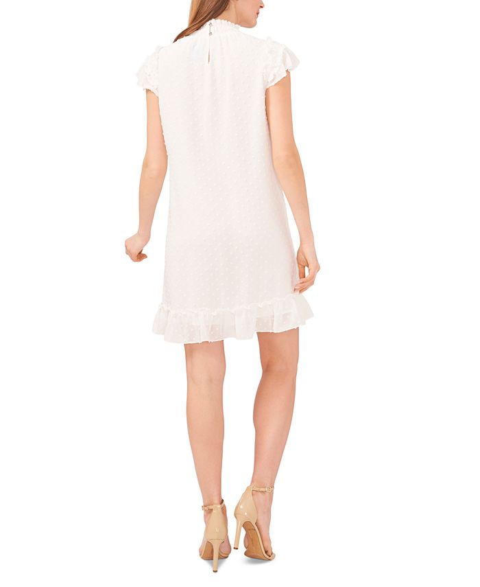 CeCe Women's Mock Neck FlutterSleeve ClipDot Dress Macy's