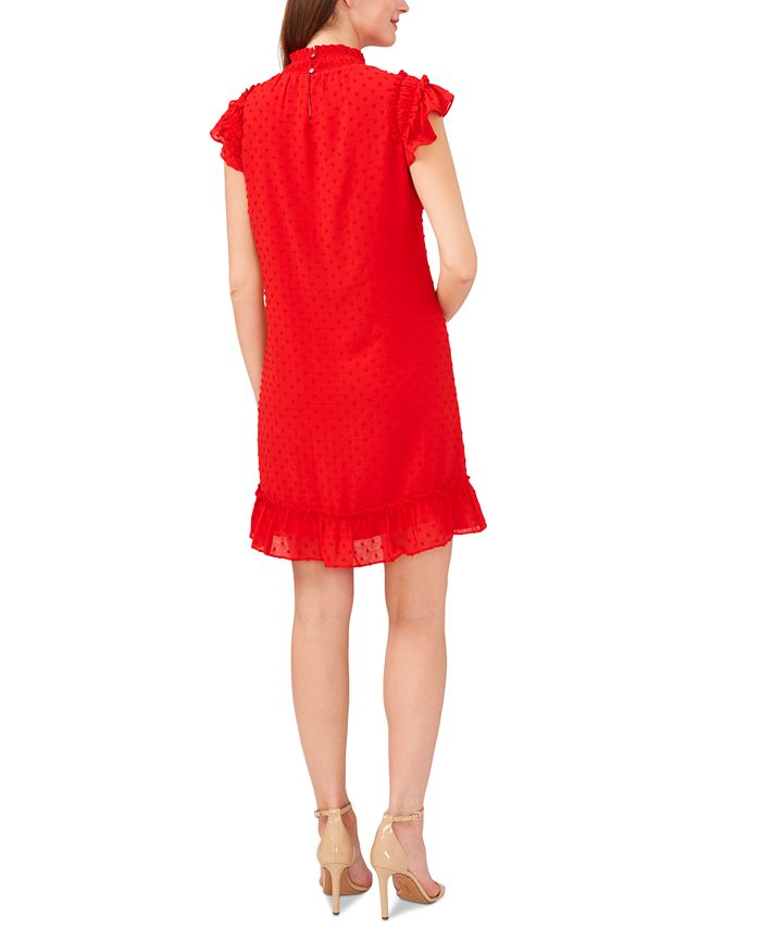 CeCe Women's Mock Neck FlutterSleeve ClipDot Dress Macy's