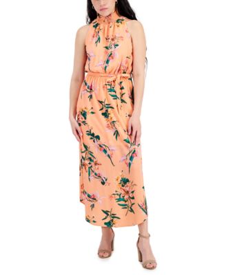 Tinsel - Petite Smocked Mock Neck Blouson Maxi Dress