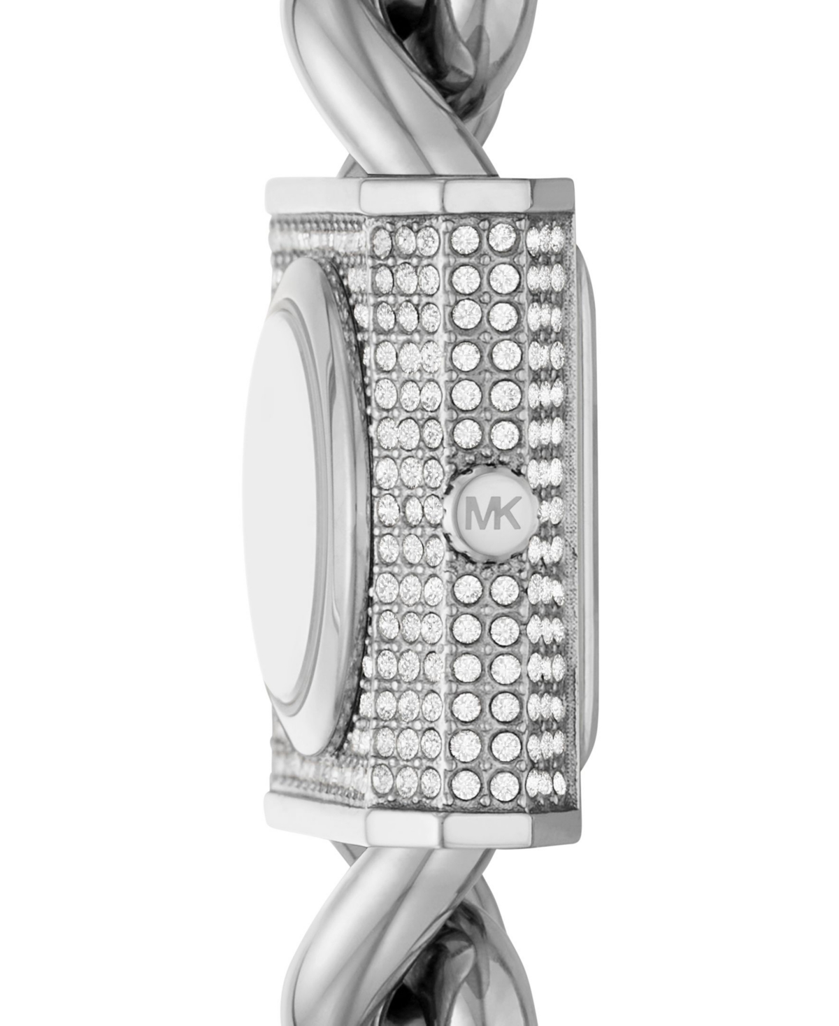 Shop Michael Kors Women's Mk Chain Lock Quartz Three-hand Silver-tone Stainless Steel Watch 25mm