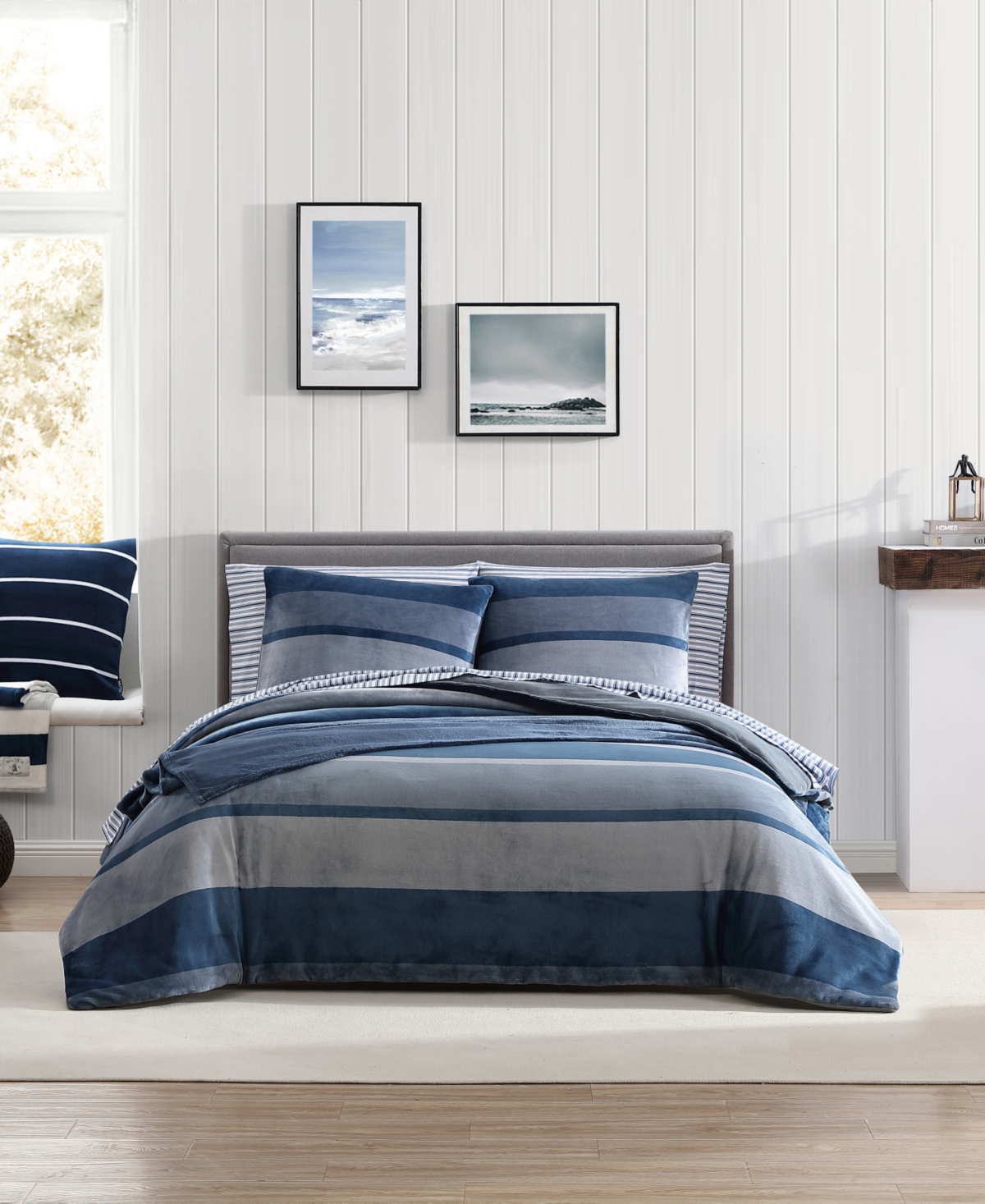 Closeout! Nautica Linden Ultra Soft Plush Fleece 2 Piece Comforter Set,
