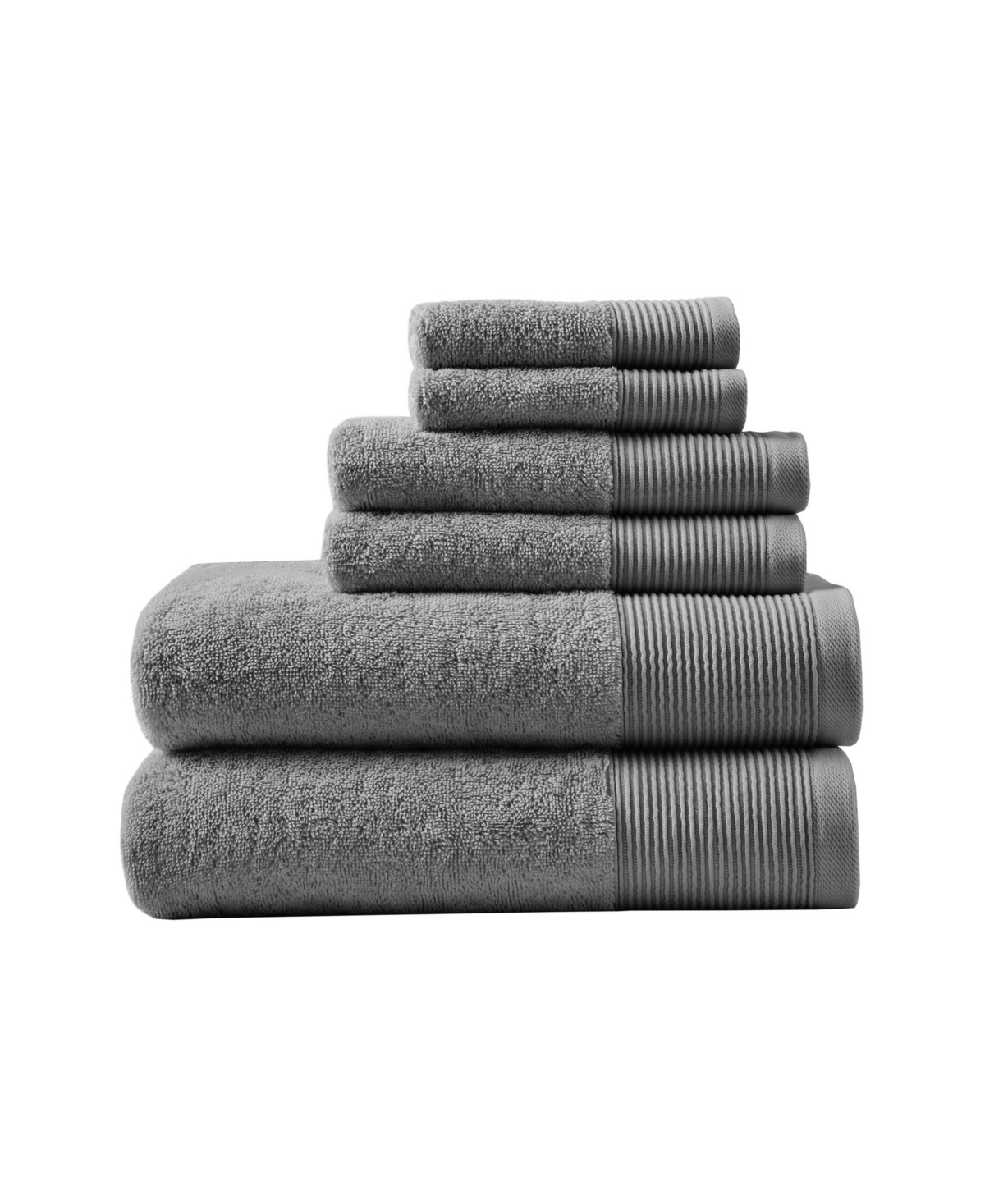 Beautyrest Nuage Cotton Tencel Blend Antimicrobial 6 Piece Towel Set Bedding In Charcoal