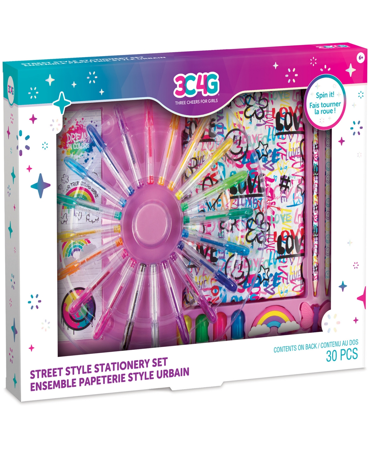 Three Cheers For Girls 3c4g: Street Style Stationery 30 Piece Set, Make It Real, Teens Tweens Girls, 160 Page Lined Journal In Multi