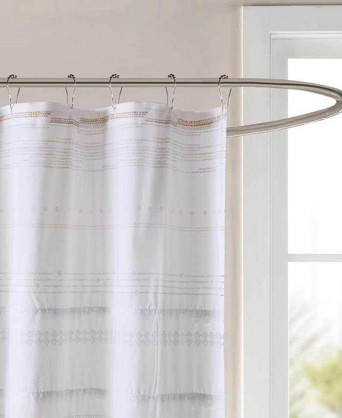 INK+IVY Nea 72" x 72" Cotton Printed Shower Curtain with Trims Macy's