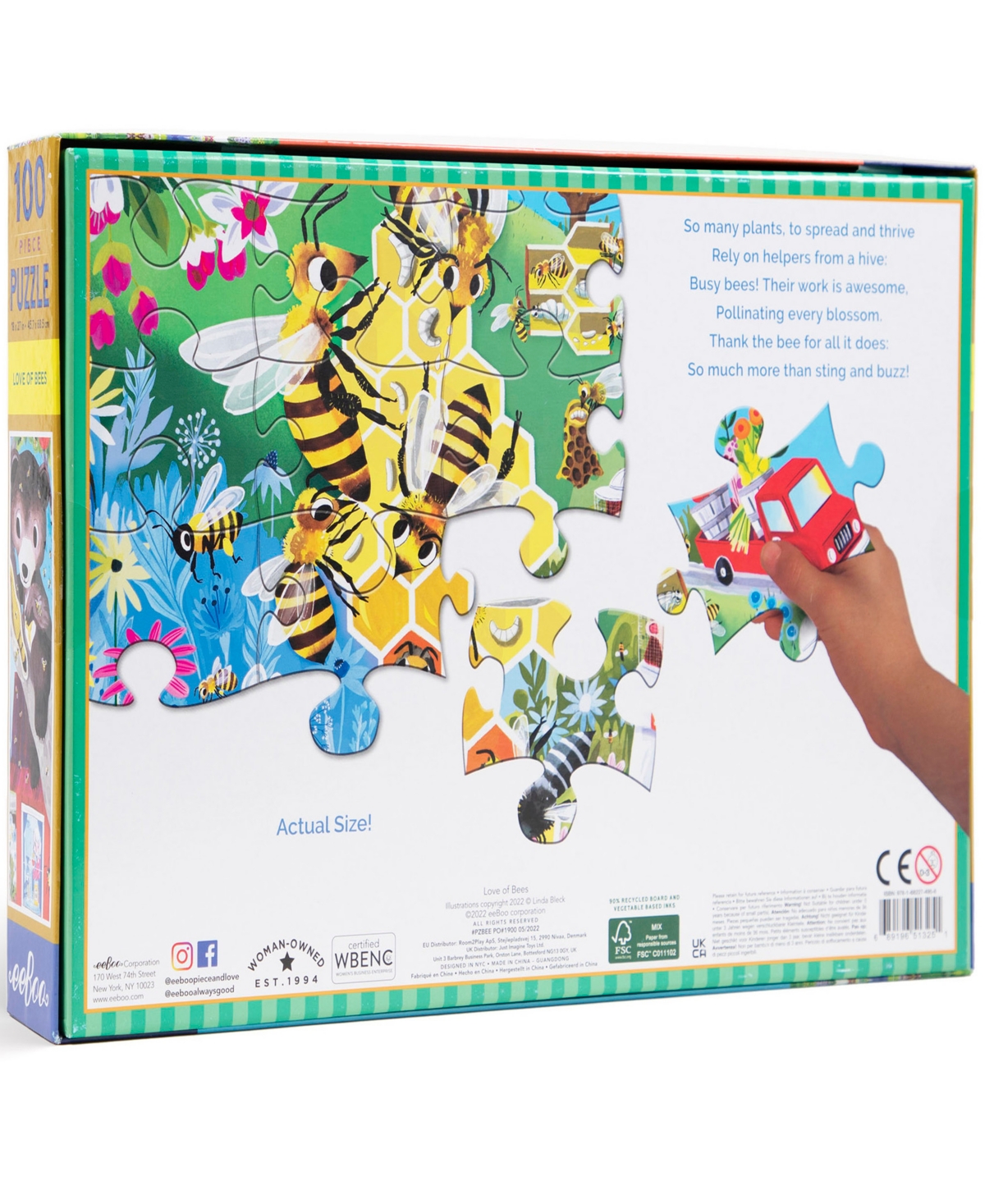 Shop Eeboo Love Of Bees 100 Piece Jigsaw Puzzle Set, Ages 5 And Up In Multi