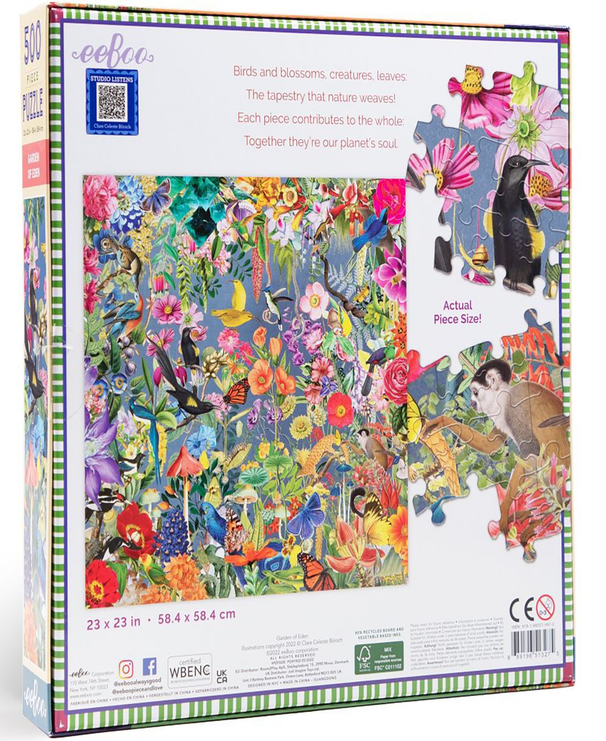 Shop Eeboo Piece And Love Garden Of Eden 500 Piece Square Adult Jigsaw Puzzle Set, Ages 14 And Up In Multi