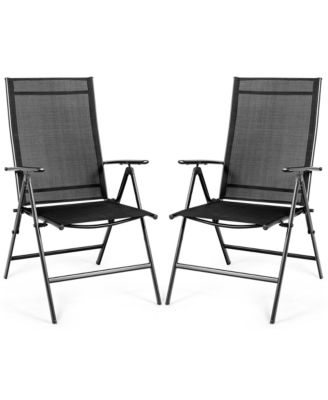 Set of 2 Patio Folding Chair Recliner Adjustable